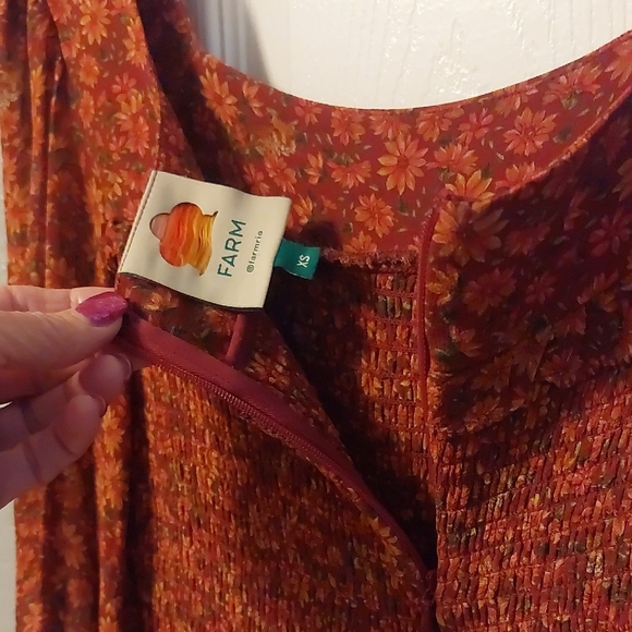 FARM Rio Rust Floral Long Sleeve Maxi Dress Size XS - Picture 6 of 9